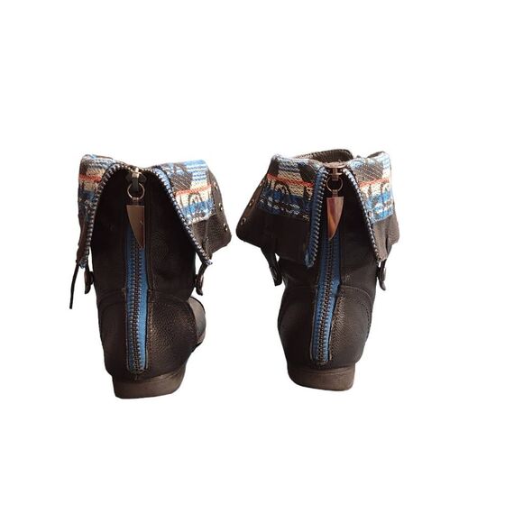 Herstyle Black Southwestern Contrast High or Low Combat Boots - Picture 4 of 10